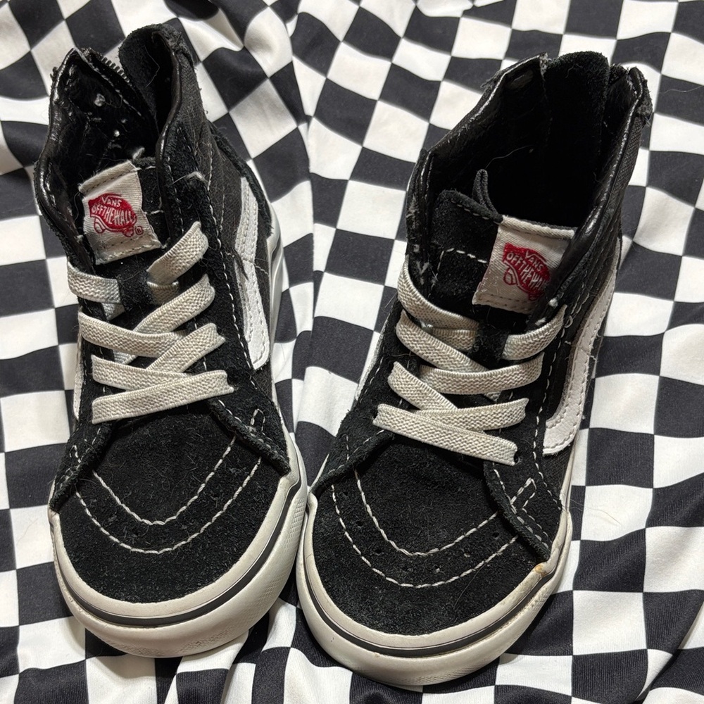 Vans Kids Black and White High-Top Sneakers